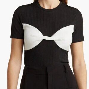 NSR Slinky Sateen Top Textured Black White New